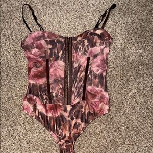 Free People Floral Print sheer Bodysuit